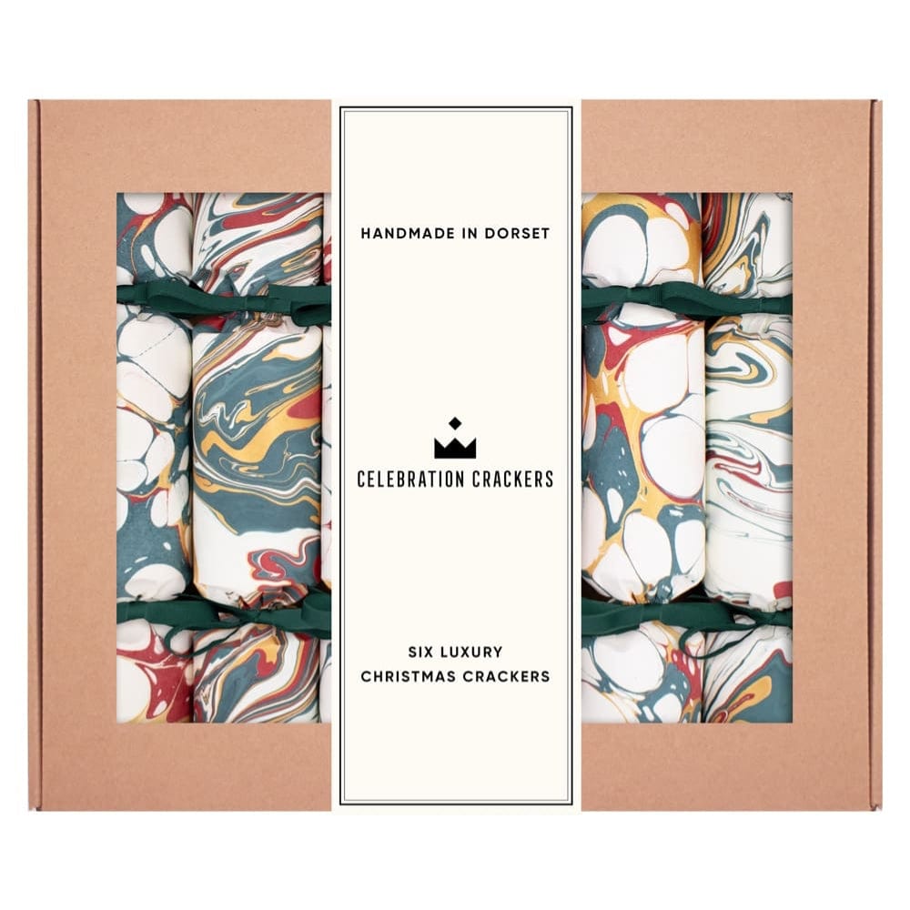 Marbled Waves UK Handmade Luxury Christmas Crackers Box of 6 &Keep