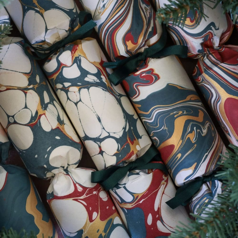 Marbled Waves UK Handmade Luxury Christmas Crackers Box of 6 &Keep