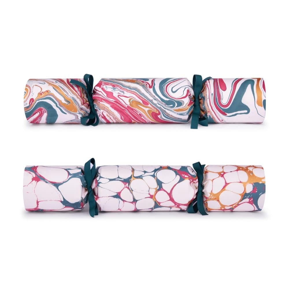 Marbled Waves UK Handmade Luxury Christmas Crackers Box of 6 &Keep