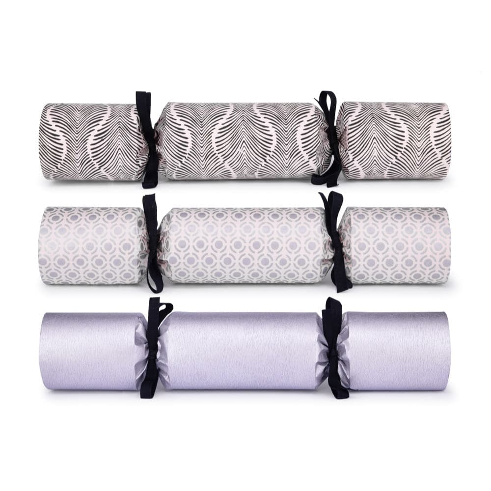 Monochrome Chic UK Handmade Luxury Christmas Crackers Box of 6 &Keep