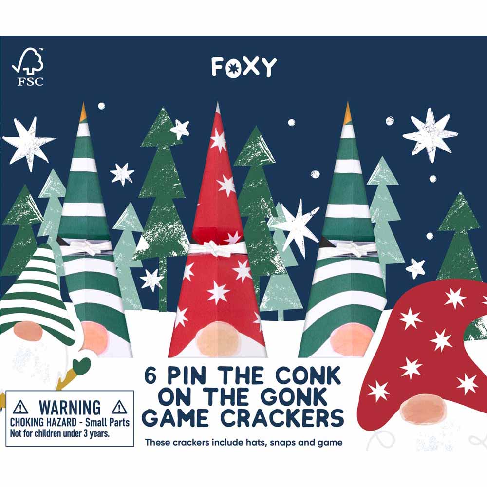 Pin the Conk on the Gonk FSC Christmas Crackers & Game Box of 6 &Keep