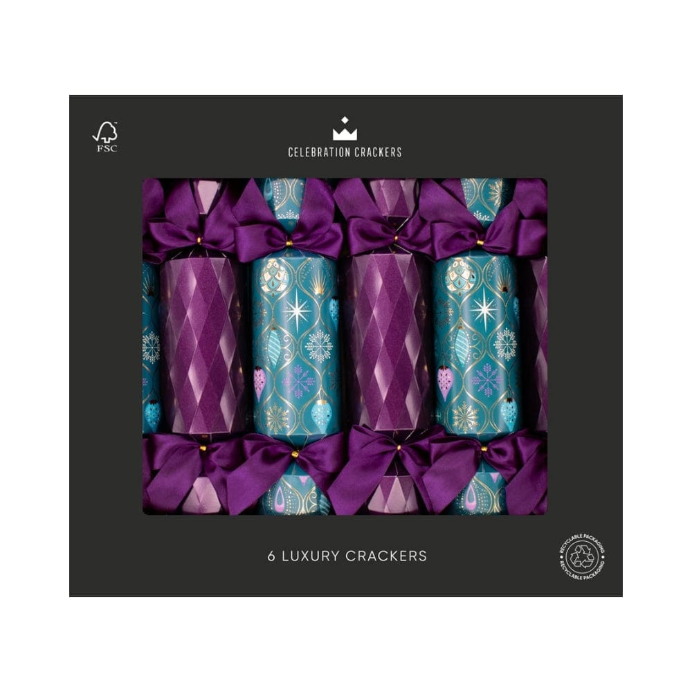 Purple Delight FSC Christmas Crackers Box of 6 Celebration Crackers &Keep