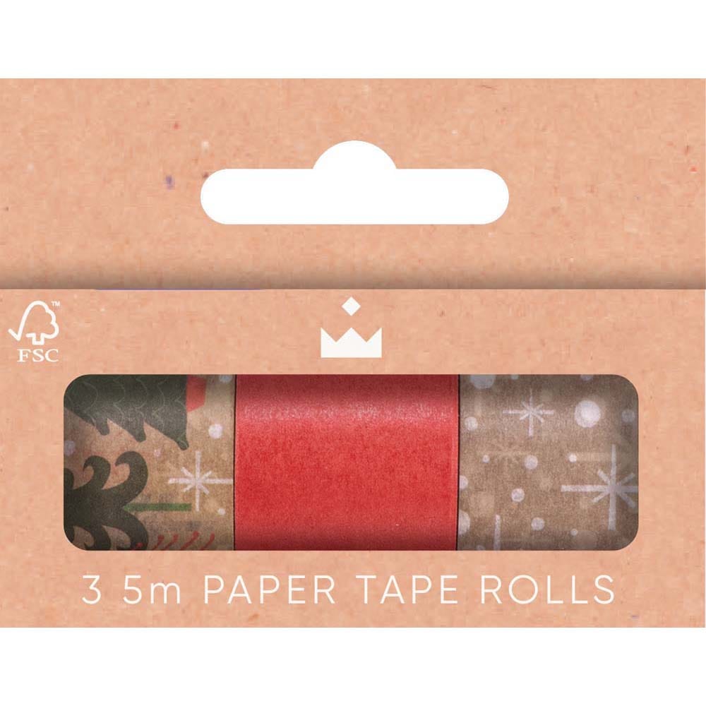 Christmas Forest Wide Paper Washi Tape 25mm x 5m - Pack of 3 &Keep