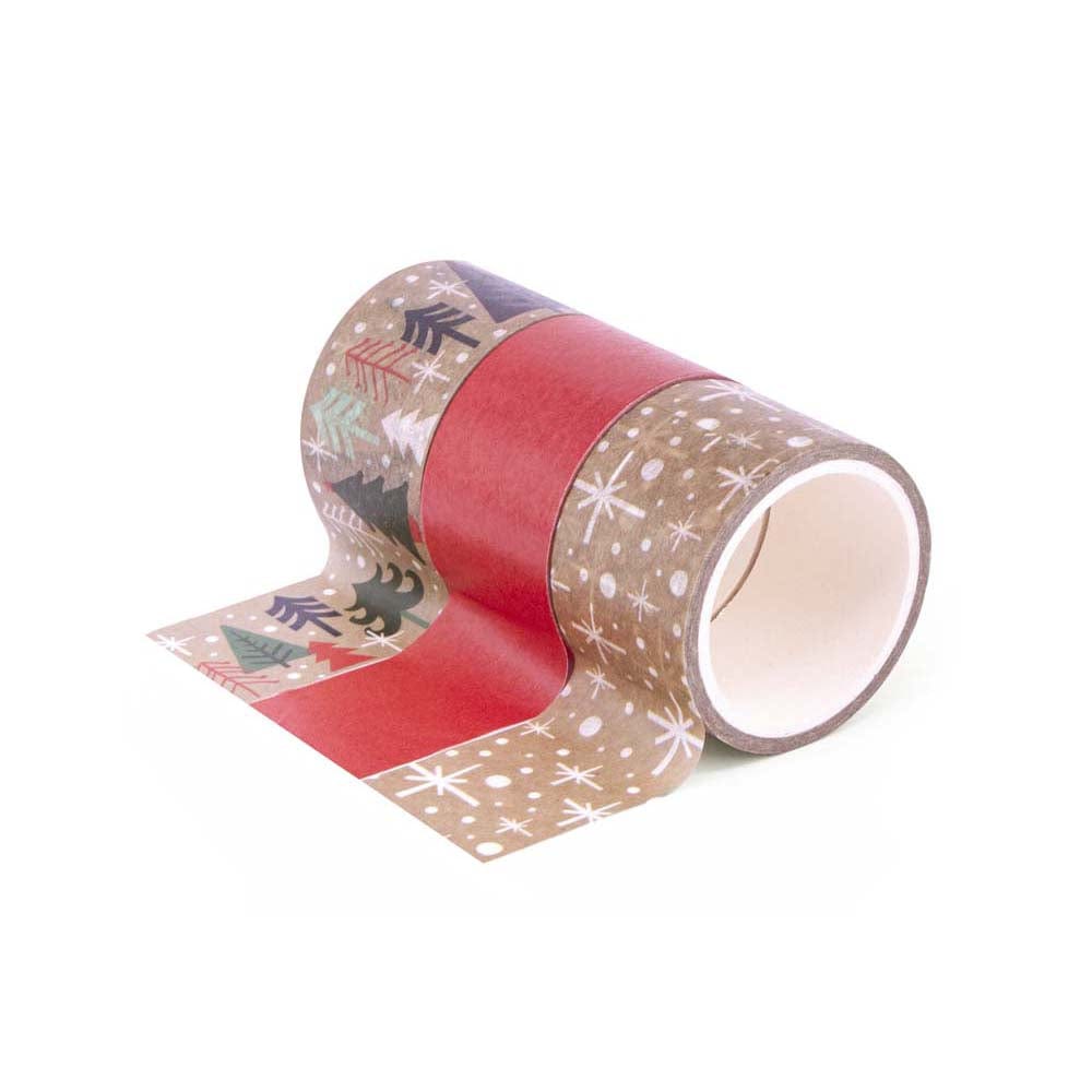 Christmas Forest Wide Paper Washi Tape 25mm x 5m - Pack of 3 &Keep