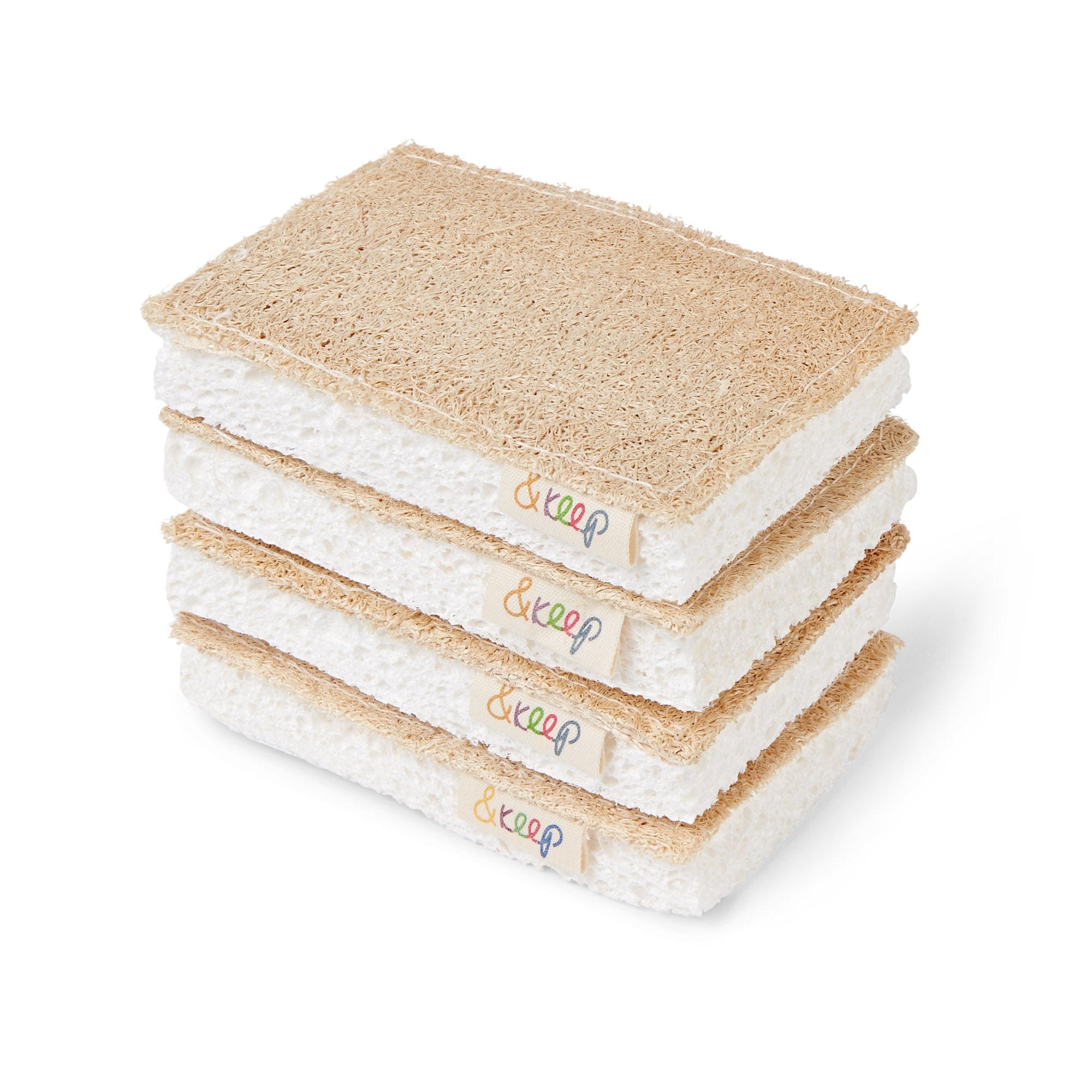 Pack 4 &Keep Loofah Kitchen Sponge Scourers