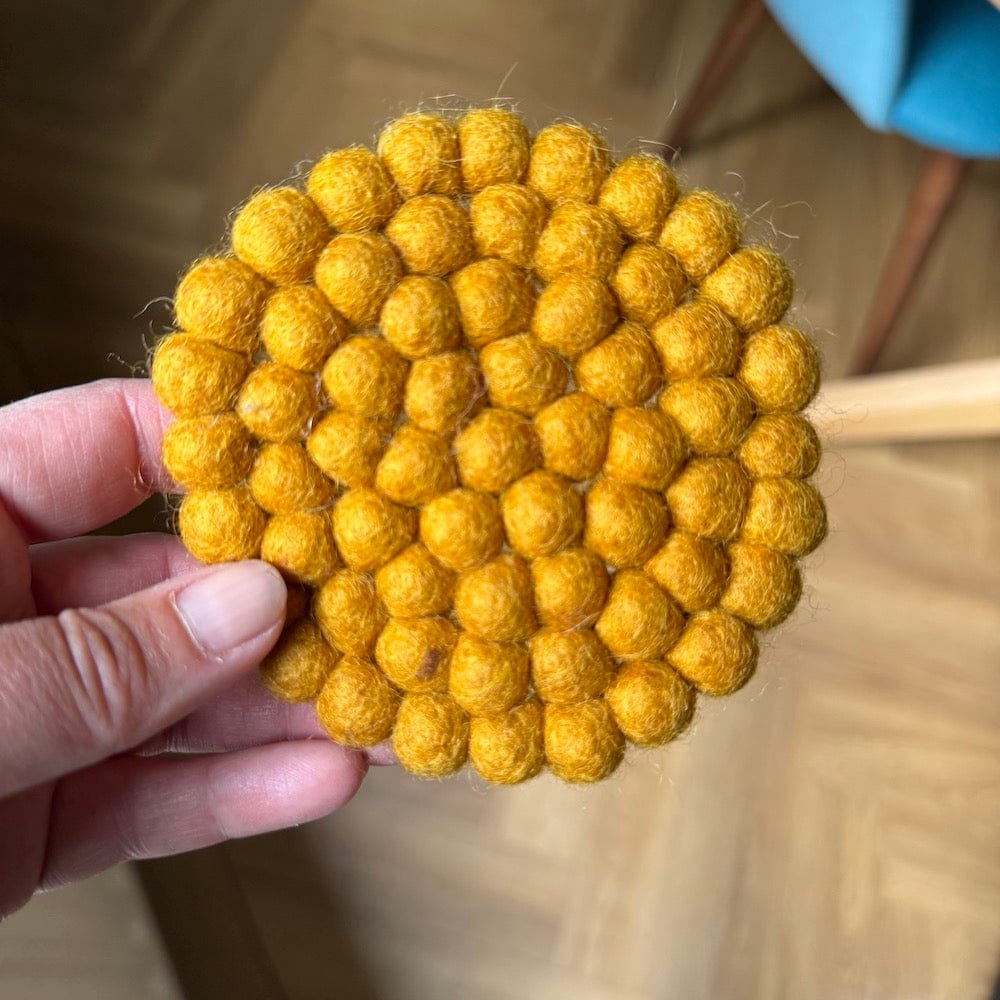 Fairtrade Wool Felt Coaster Mustard Yellow &Keep