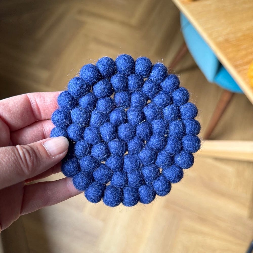 Fairtrade Wool Felt Coaster Navy &Keep