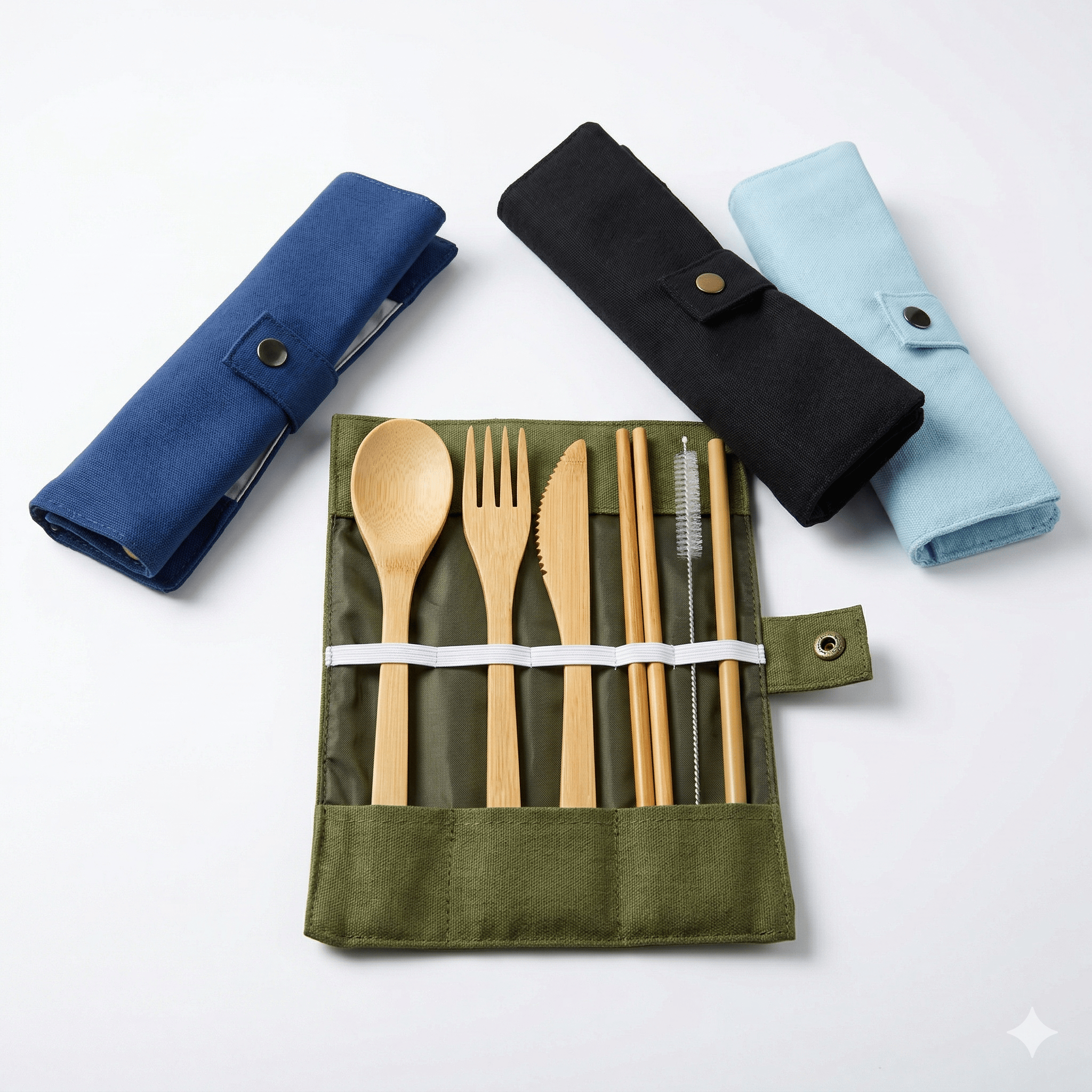 &Keep Bamboo Cutlery Set Cotton Storage Pouch