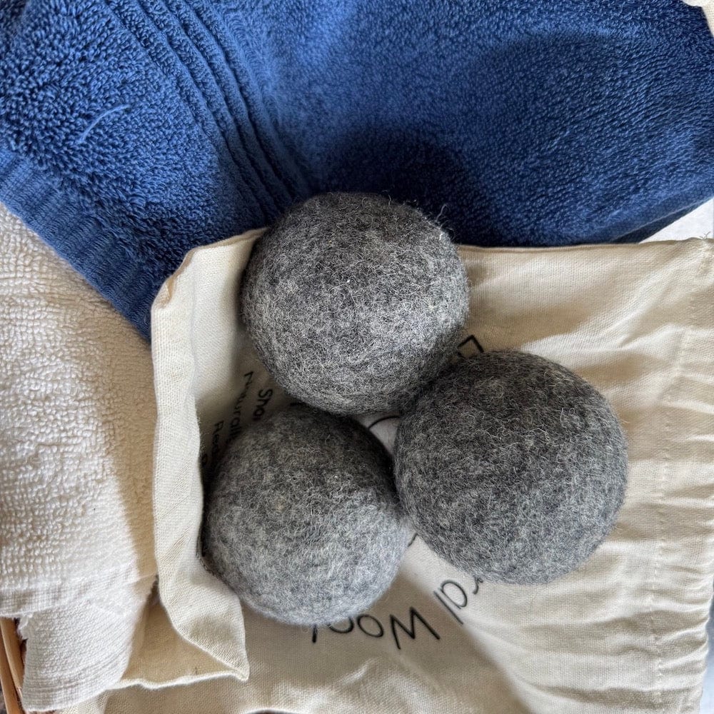 Wool Dryer Balls - Grey Set of 3 & Storage Bag &Keep