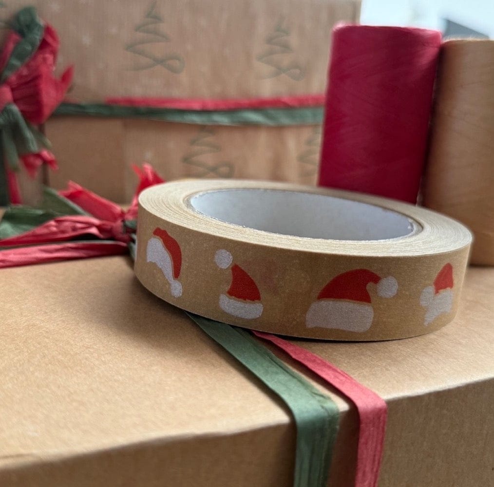 Santa Hats Red & White Festive Paper Tape 24mm x 50m &Keep