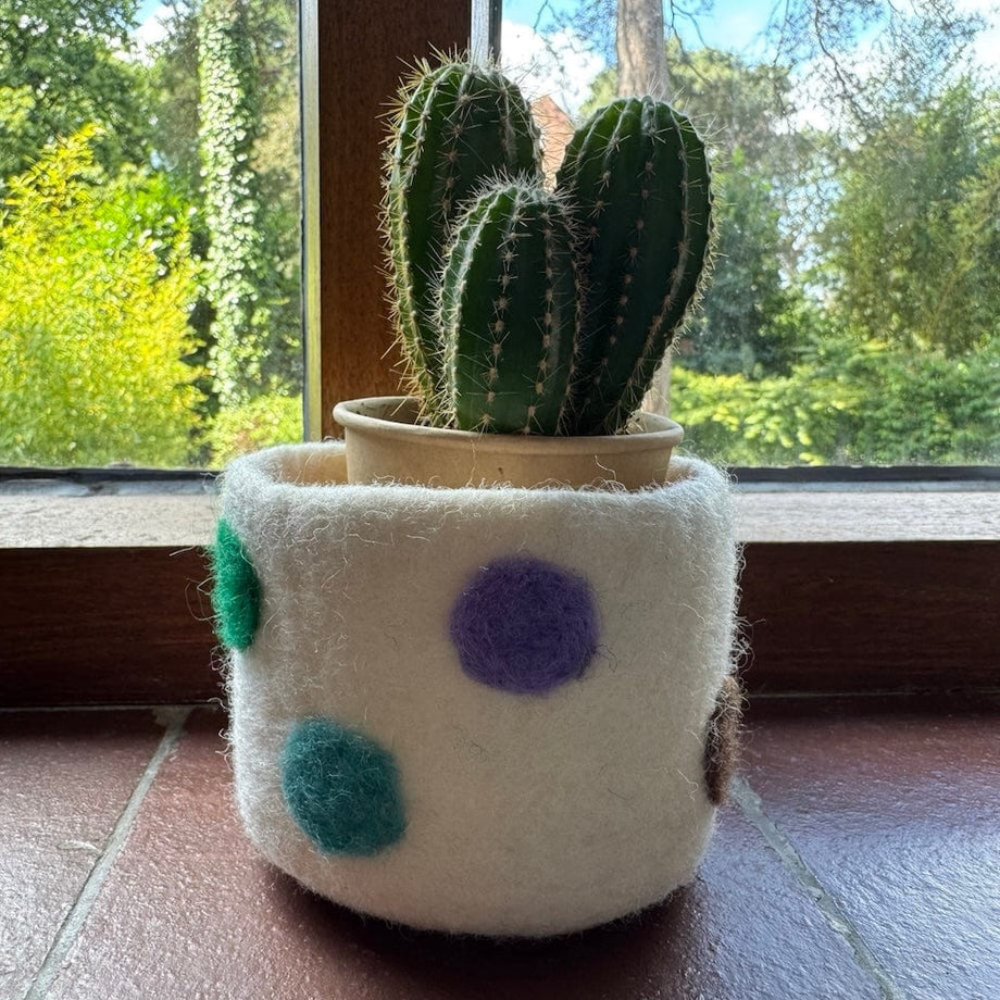 felt plant pots Polka Dot Wool Felt Plant Pot Cover