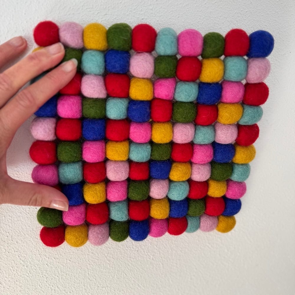 Fairtrade Wool Felt Hand Made Trivet Rainbow &Keep