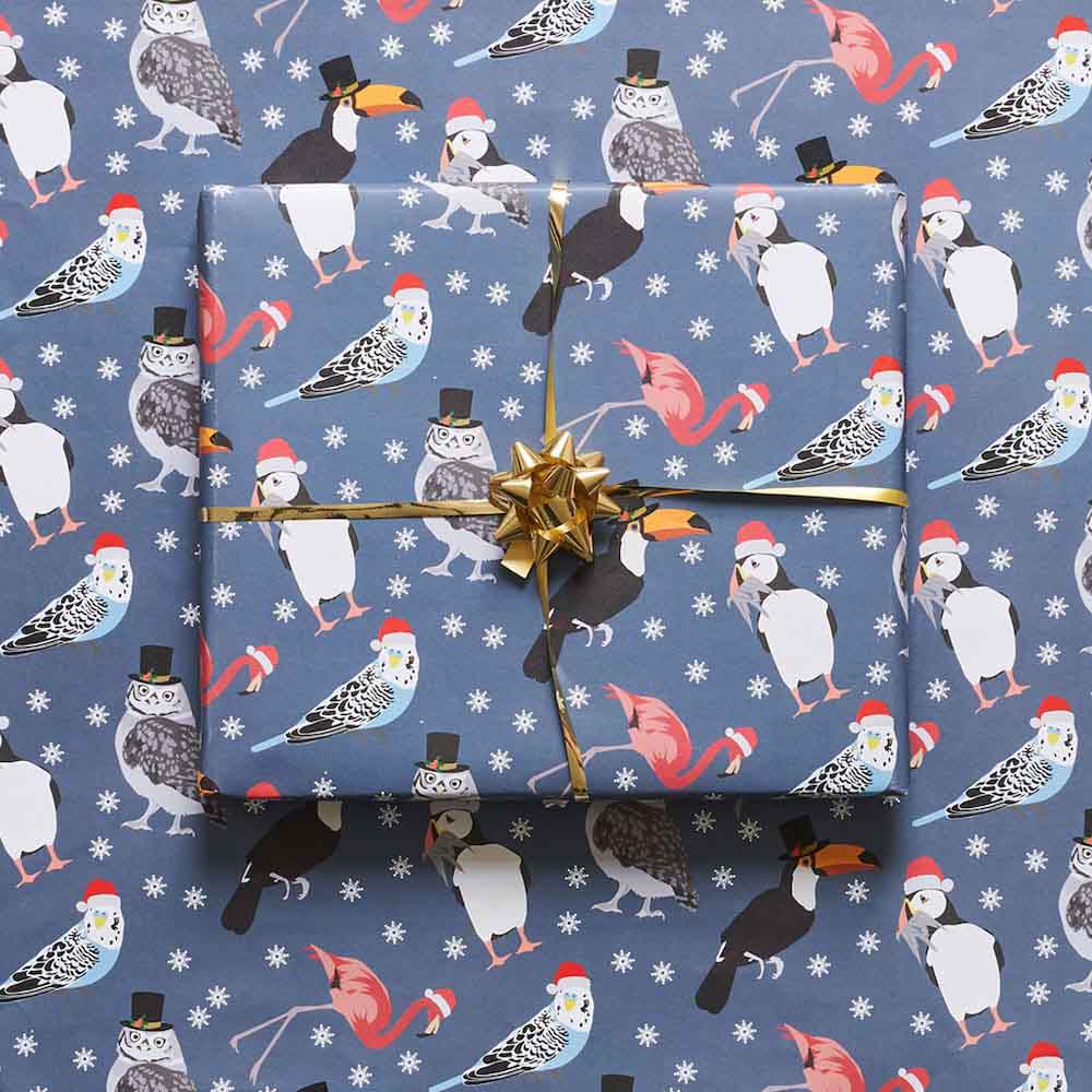 Christmas Bird Wrapping Paper Lorna Syson &Keep