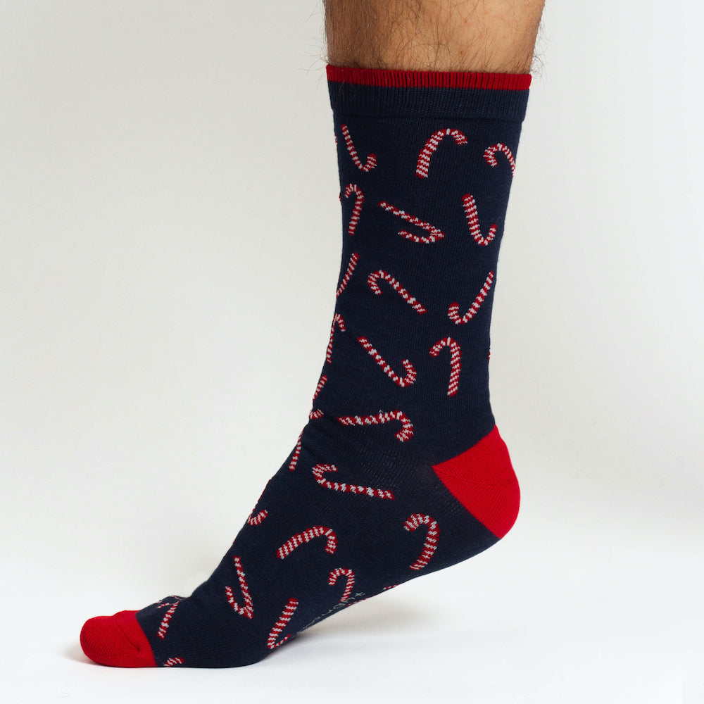 Candy Cane Gift Box of 4 Men's Bamboo & Organic Cotton Socks by Thought &Keep