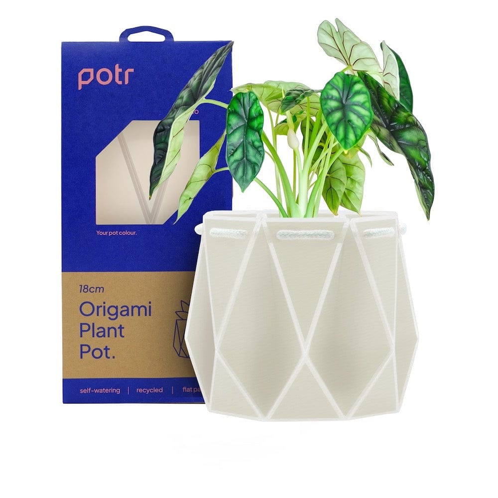 POTR Self Watering Origami Plant Pot - Ivory White &Keep