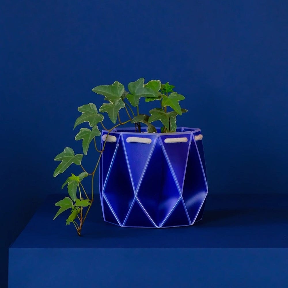 navy succulent pot POTR Self Watering Origami Plant Pot Navy 3 Sizes Recycled