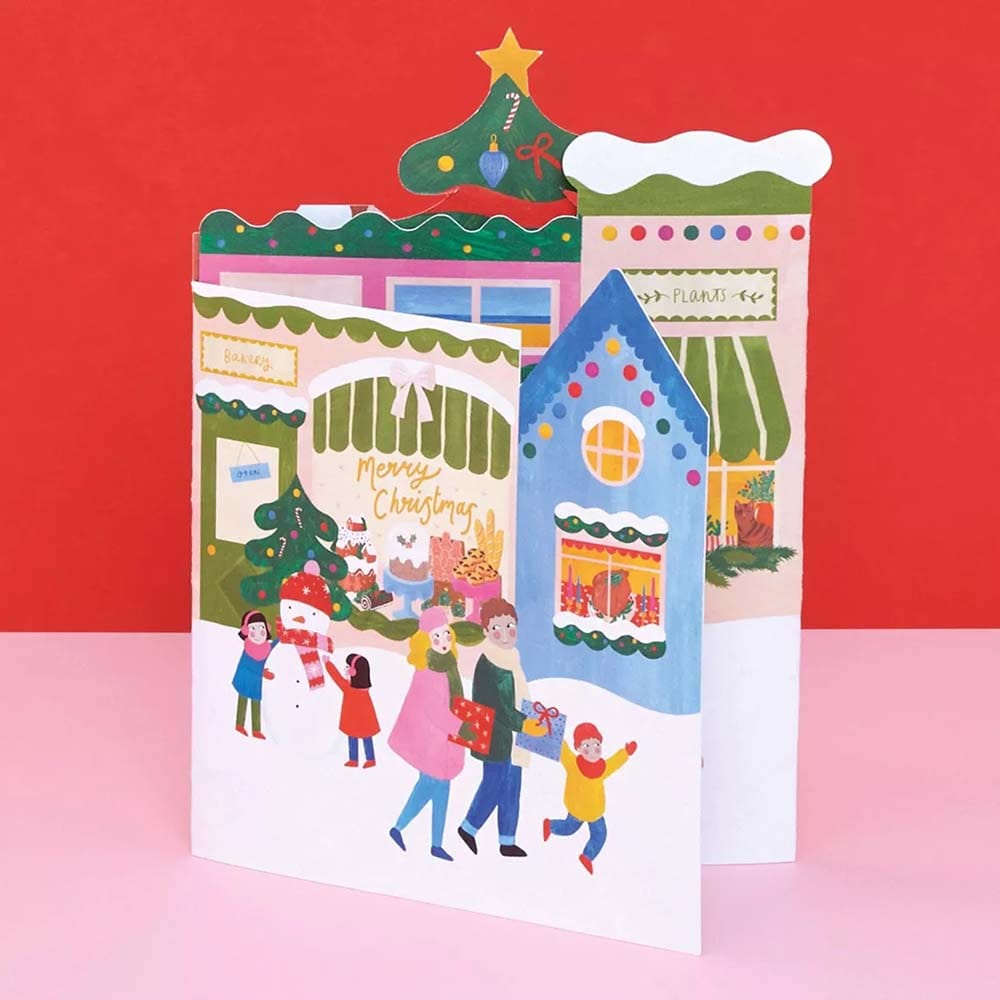 Christmas Town 3D Fold-Out Christmas Card Raspberry Blossom &Keep