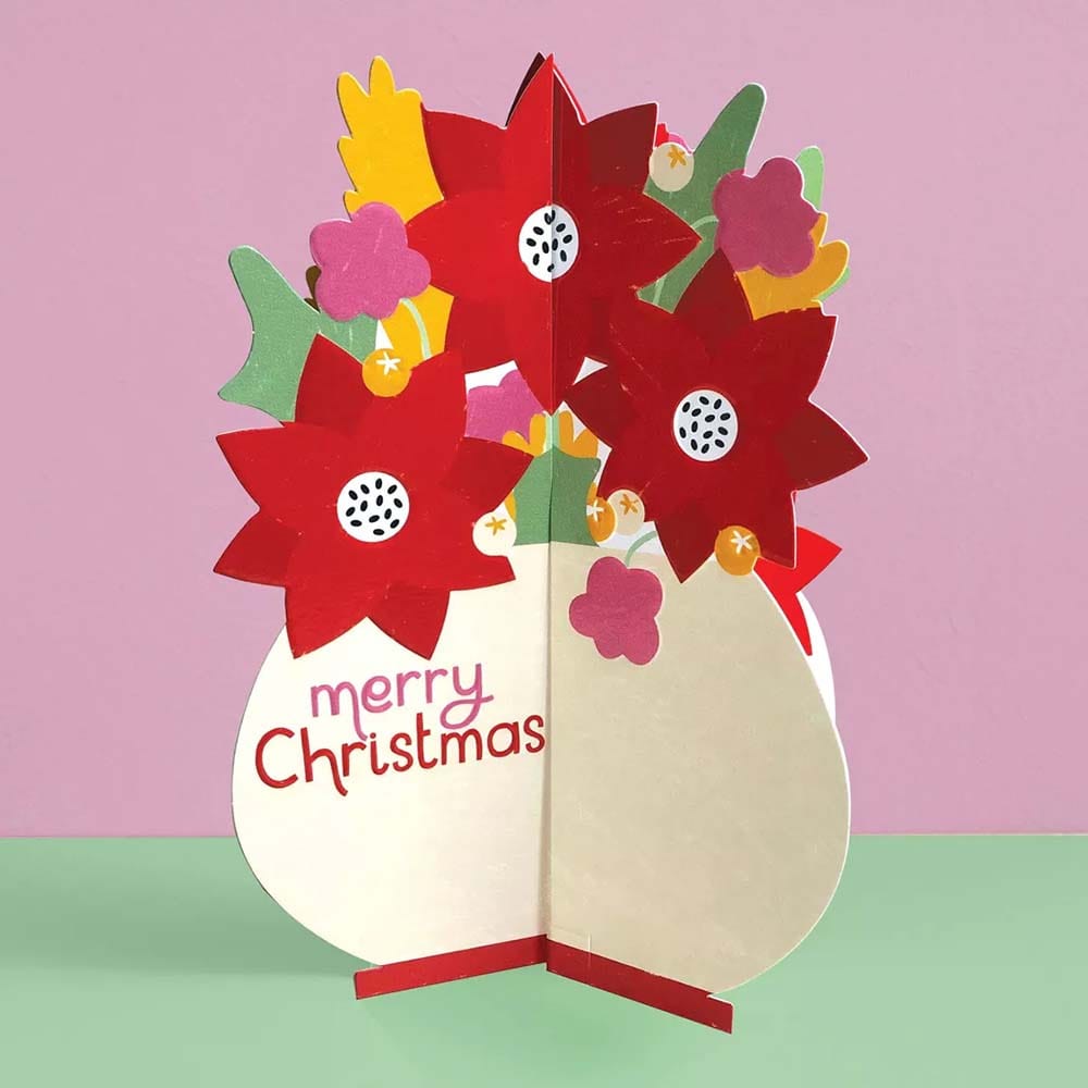 Festive Floral 3D Fold-Out Christmas Card Raspberry Blossom &Keep