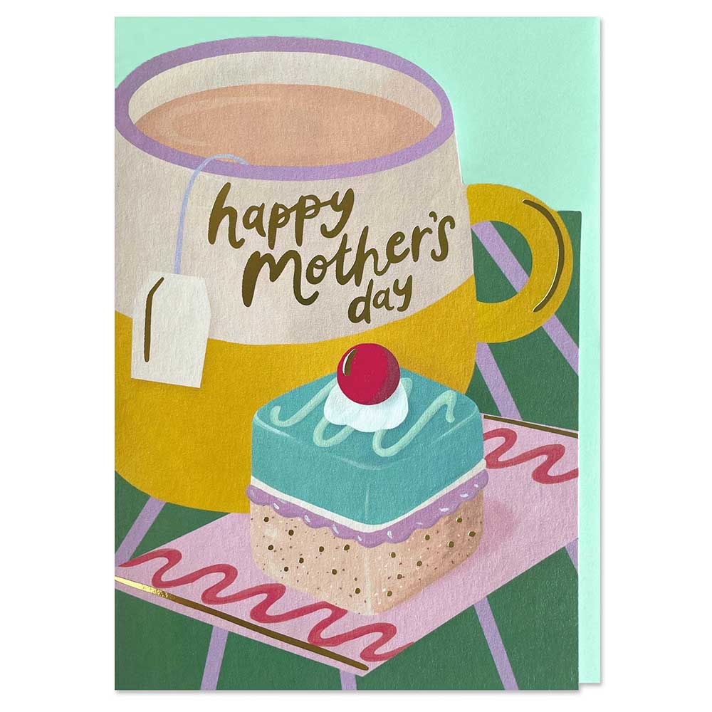 Happy Mother's Day Tea & Cake Greetings Card Raspberry Blossom &Keep