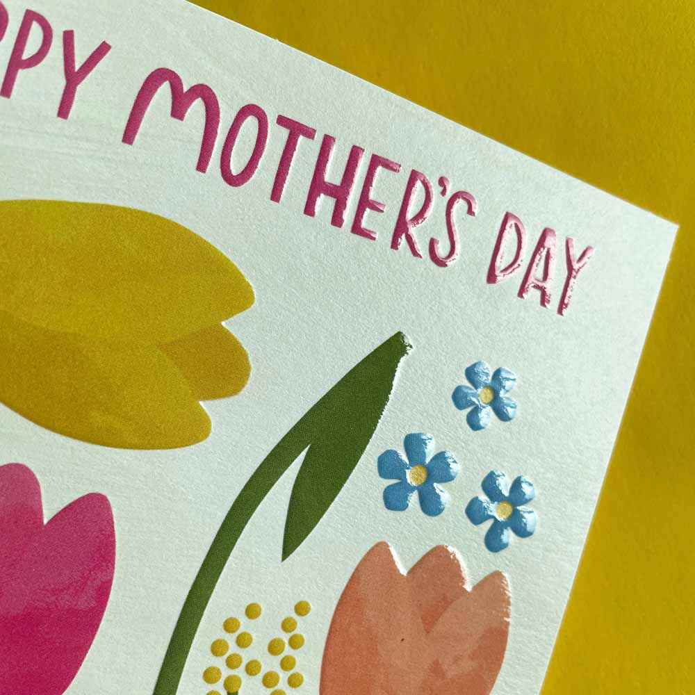 Happy Mother's Day Tulips Greetings Card Raspberry Blossom &Keep