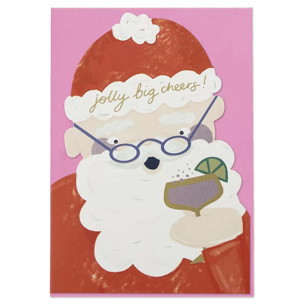 Jolly Big Cheers Christmas Card Raspberry Blossom &Keep