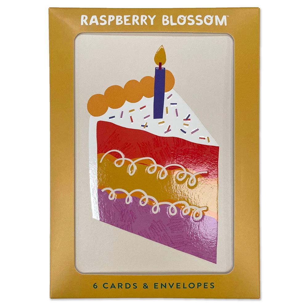 Rainbow Cake & Hip! Hip! Hooray! - Box of 6 Blank Cards Raspberry Blossom &Keep