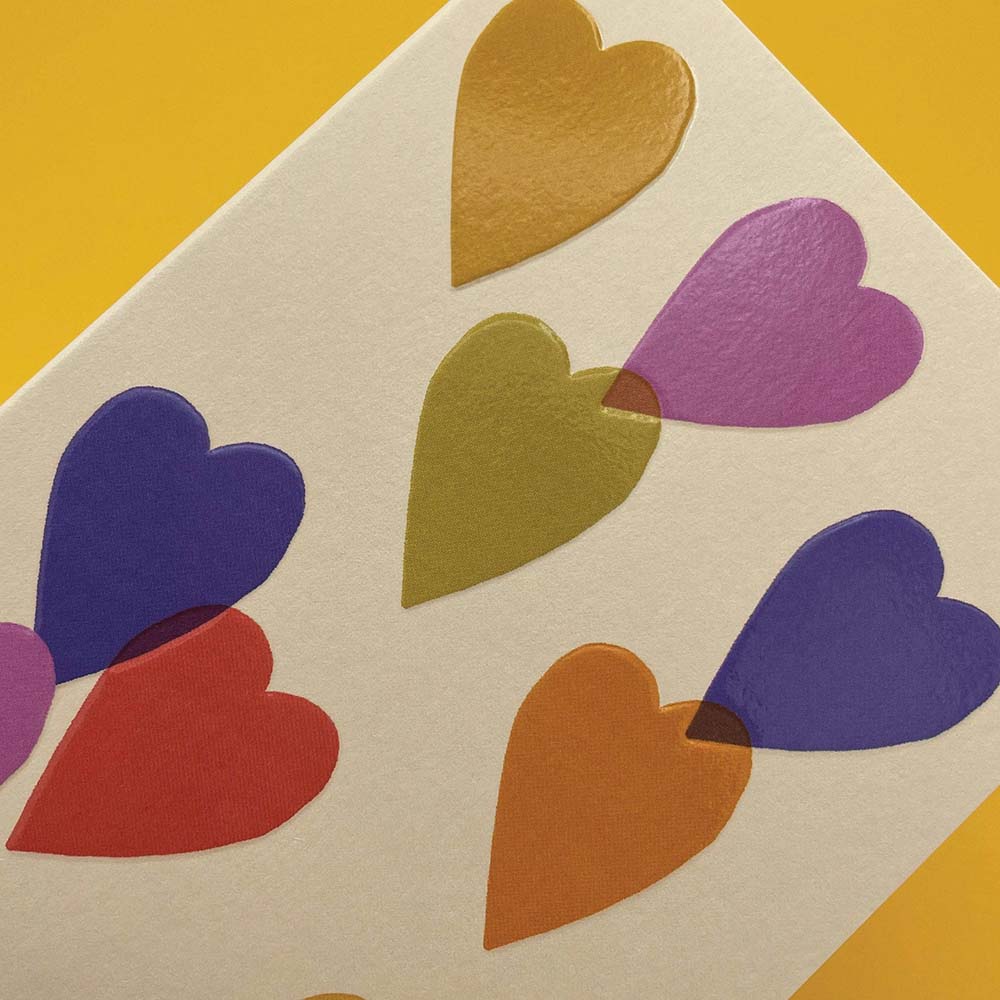 Rainbows & Hearts - Box of 6 Blank Cards Raspberry Blossom &Keep