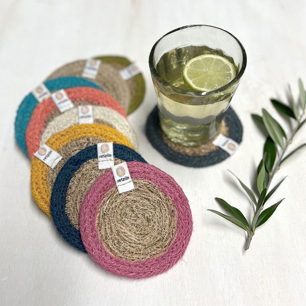 Round Seagrass & Jute Coaster