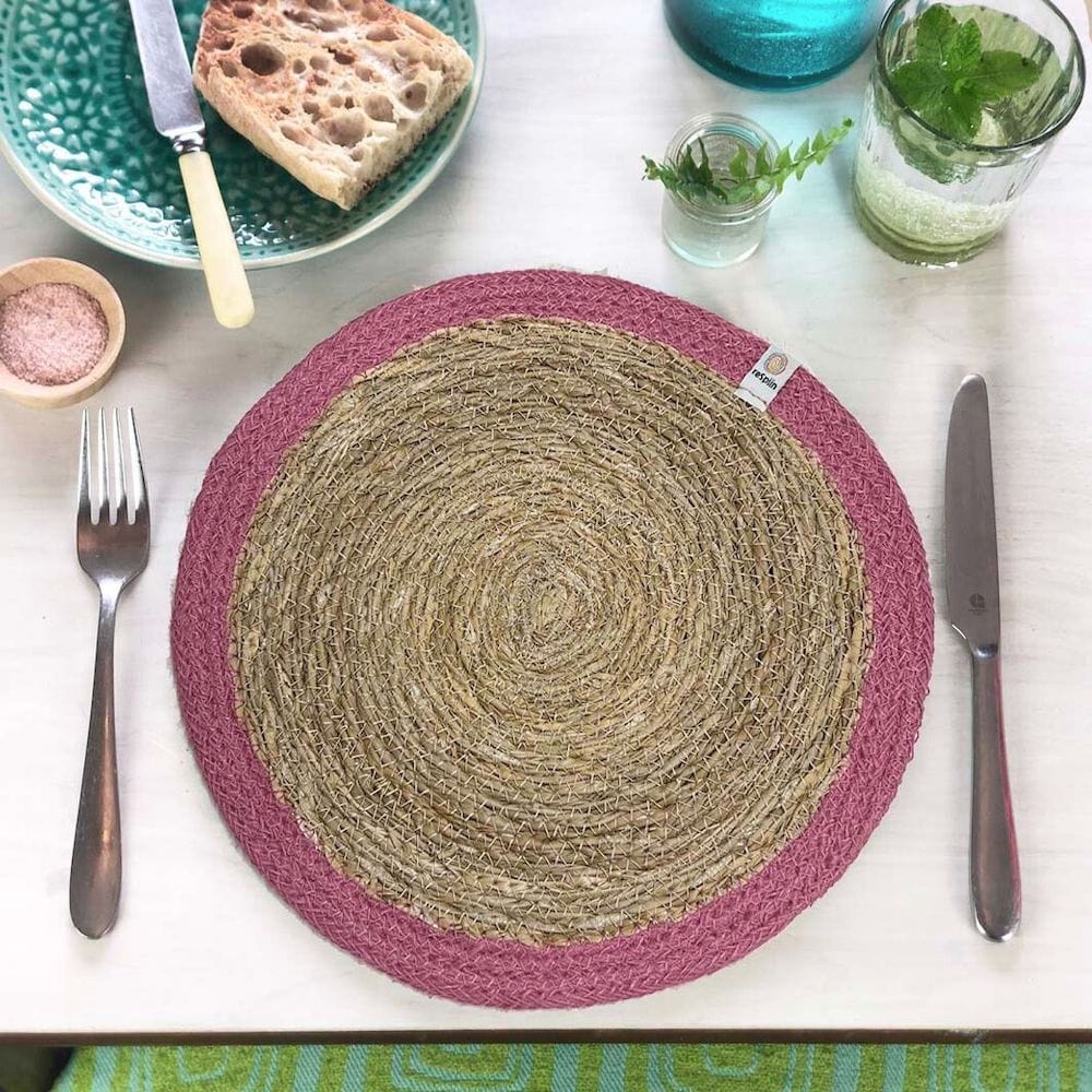 Respiin Set of 6 Seagrass & Jute Tablemats - Rainbow &Keep