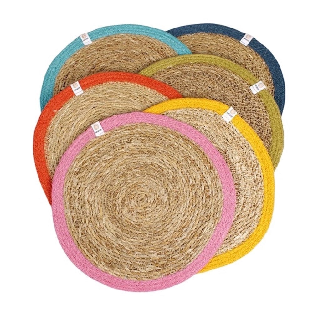 Respiin Set of 6 Seagrass & Jute Tablemats - Rainbow &Keep