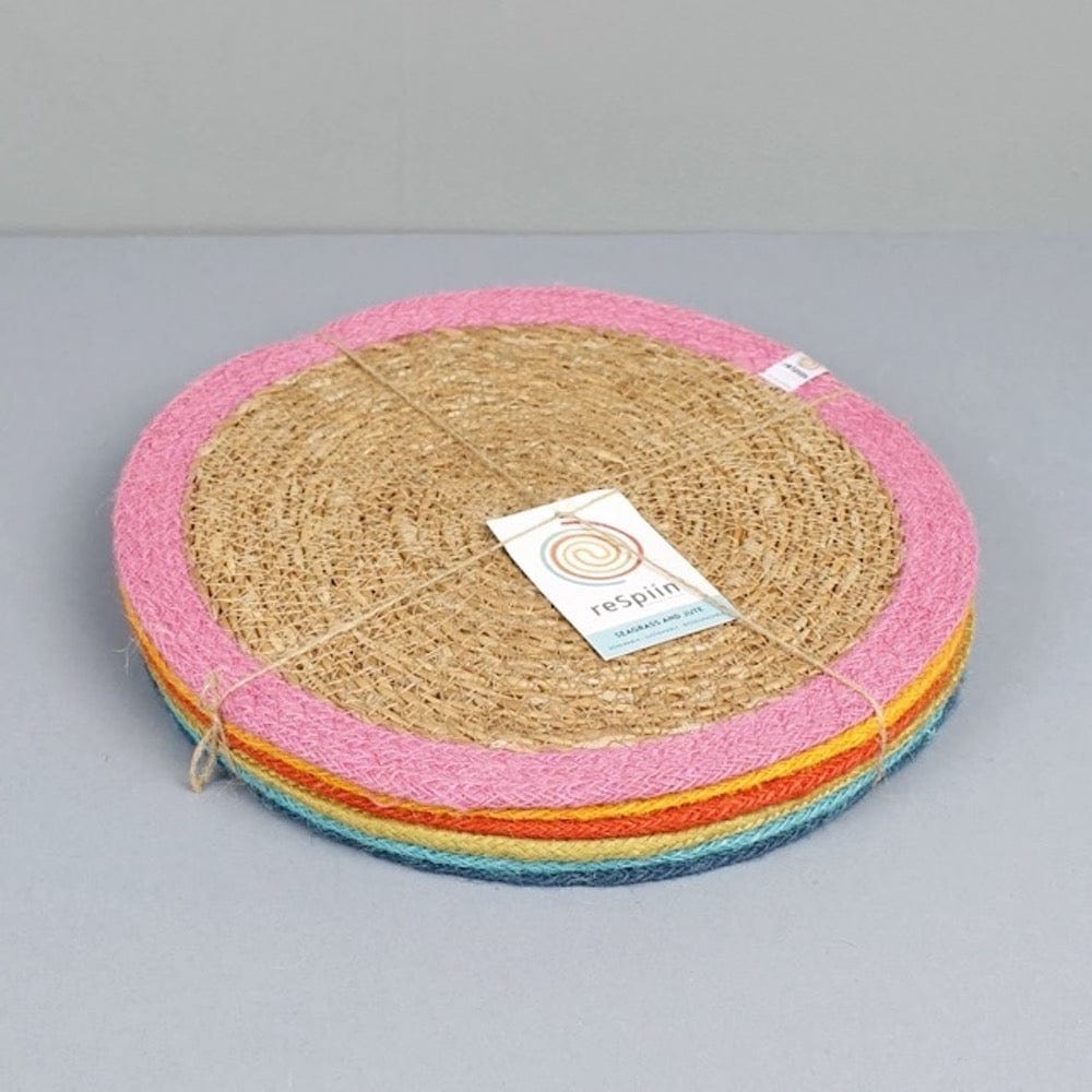 Respiin Set of 6 Seagrass & Jute Tablemats - Rainbow &Keep