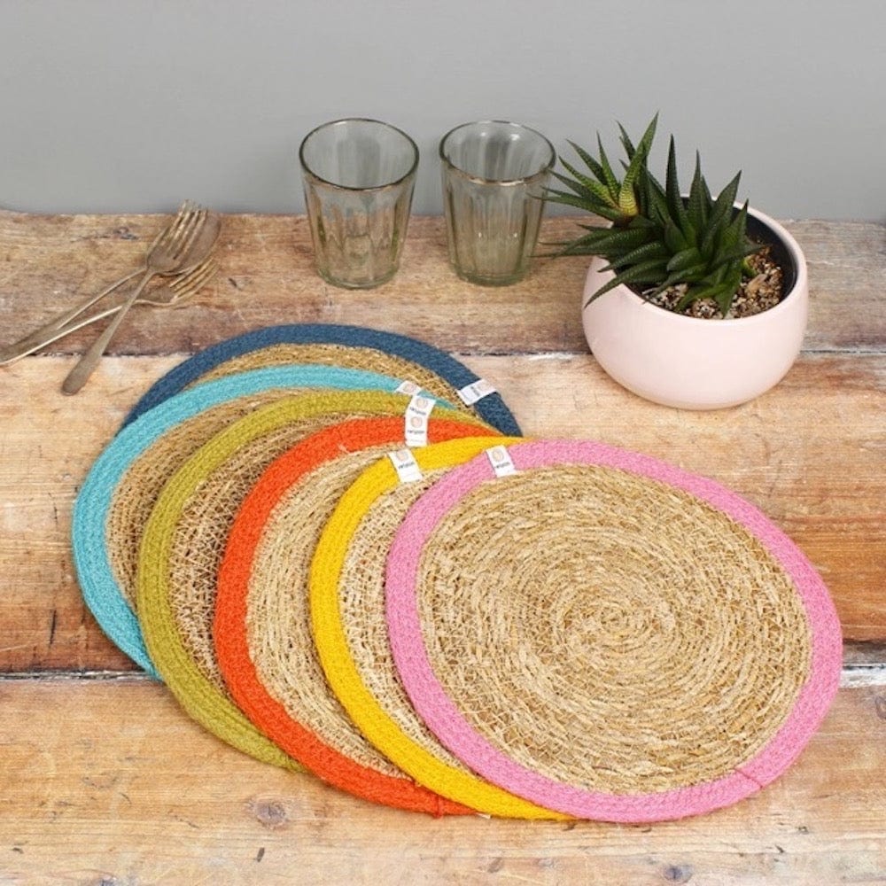 Respiin Set of 6 Seagrass & Jute Tablemats - Rainbow &Keep