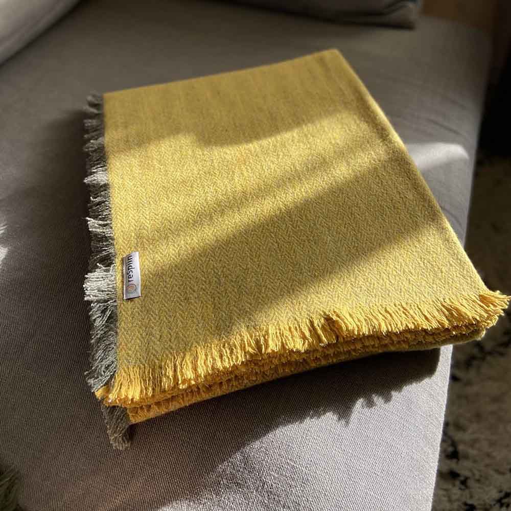 Respiin Recycled Wool Throw/Blanket - Saffron &Keep