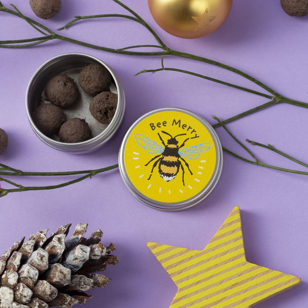 Christmas Bees Mini Seedball Tins &Keep