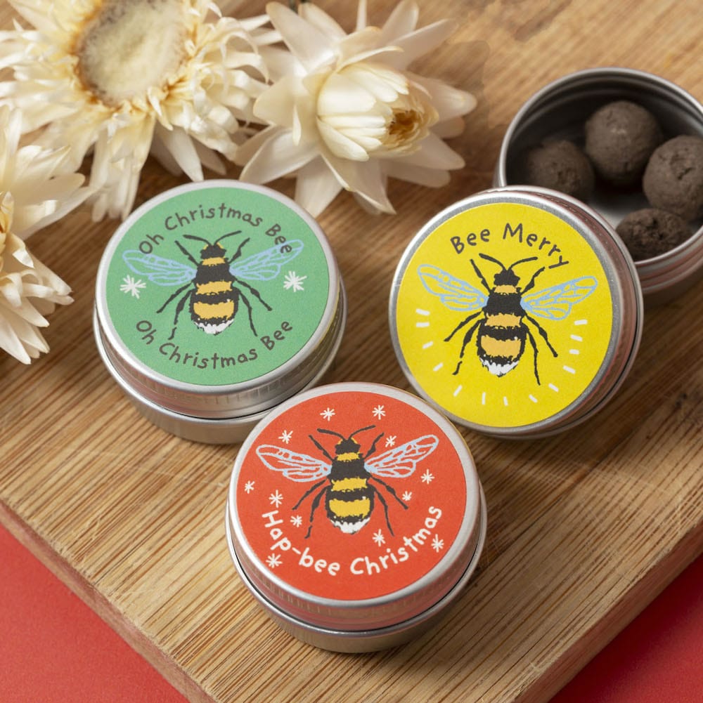 Christmas Bees Mini Seedball Tins &Keep