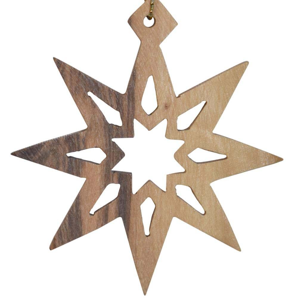 Carved Olive Wood Christmas Decoration - Star Shared Earth &Keep