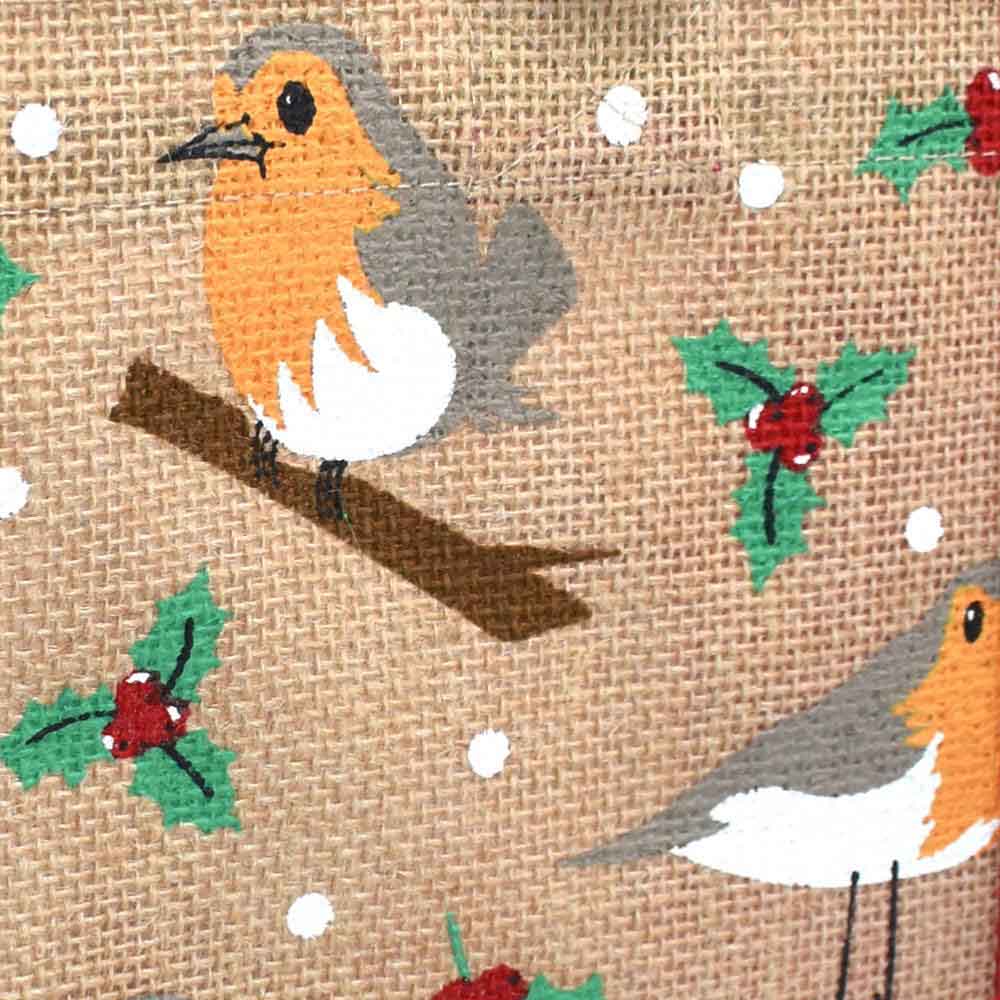 Robins Christmas Jute Gift Bag/Shopping Bag - Medium Shared Earth &Keep