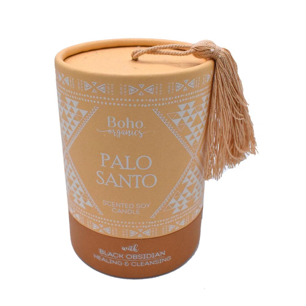 Boho Organics Soy Candle Obsidian Crystal Palo Santo