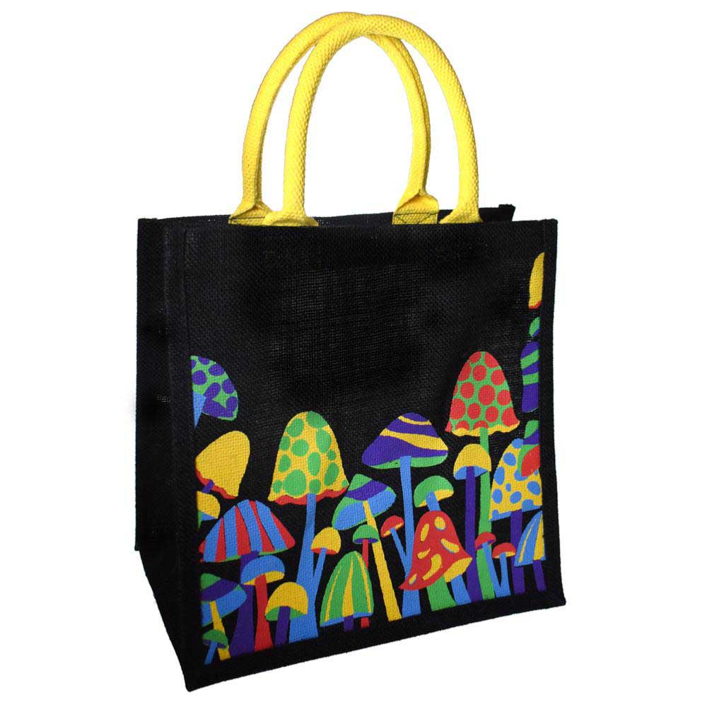 Medium Jute Shopping Bag by Shared Earth - Mushrooms &Keep