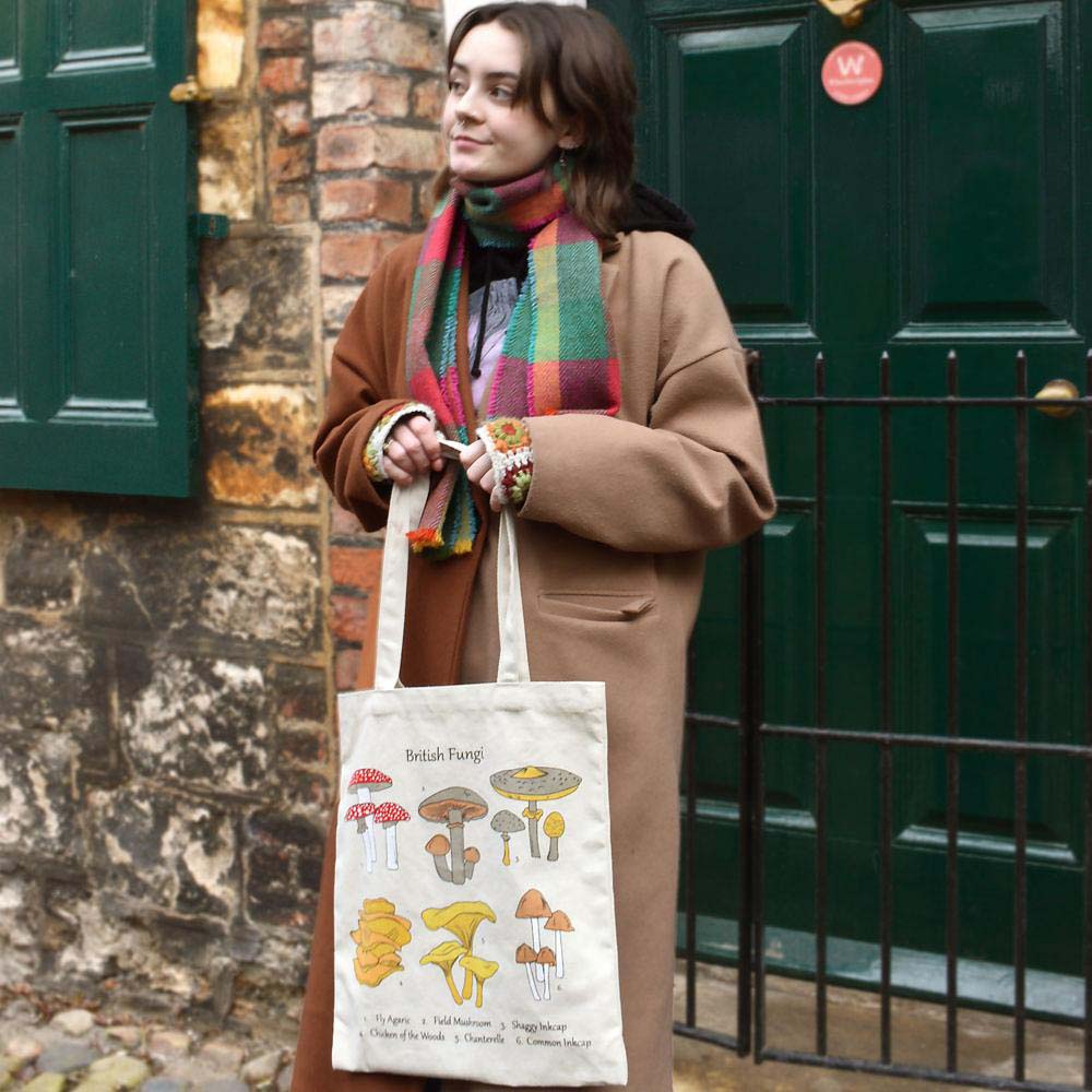 Recycled Cotton Tote Shopping Bag by Shared Earth - British Fungi &Keep