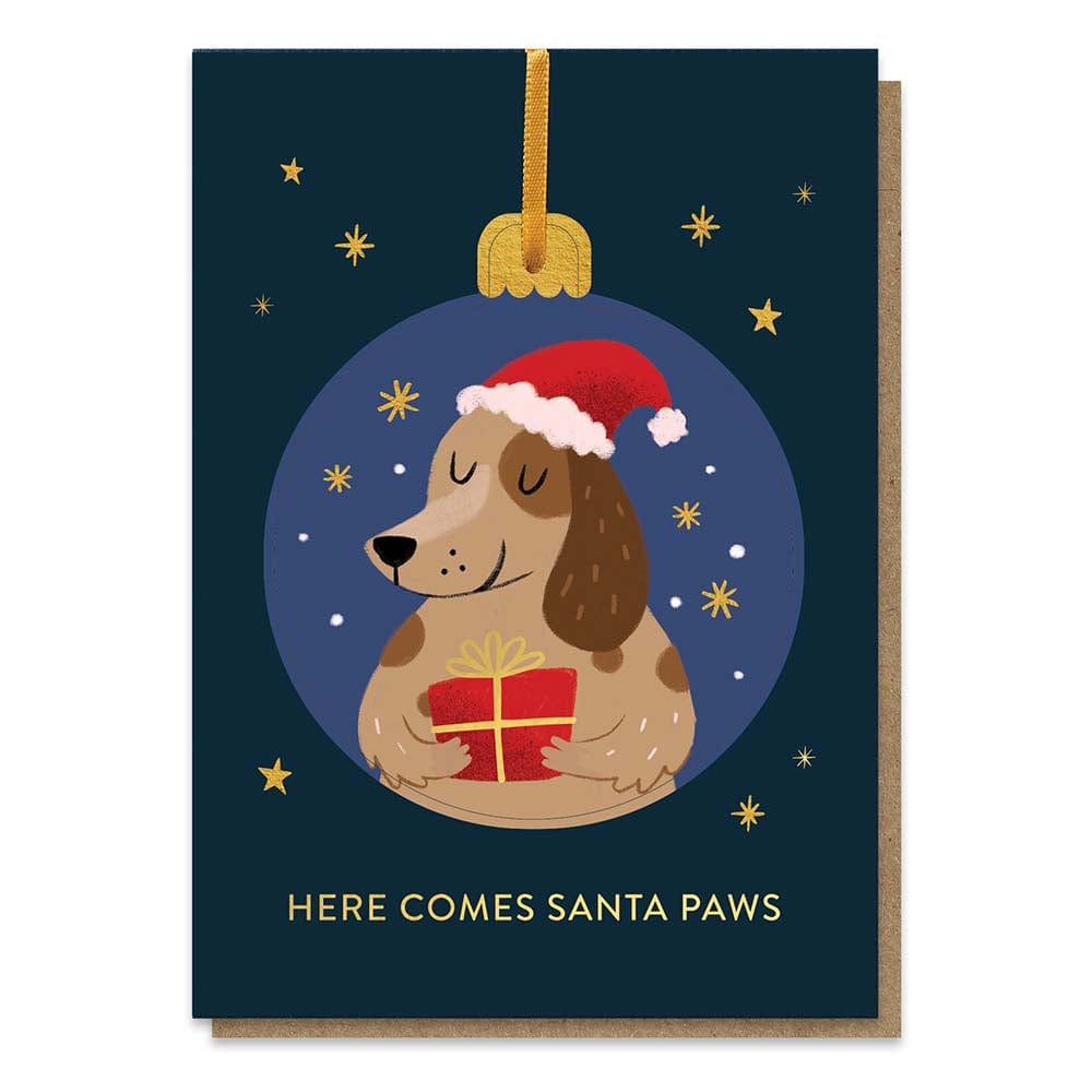 Santa Paws Dog Pop-Out Bauble Christmas Card &Keep