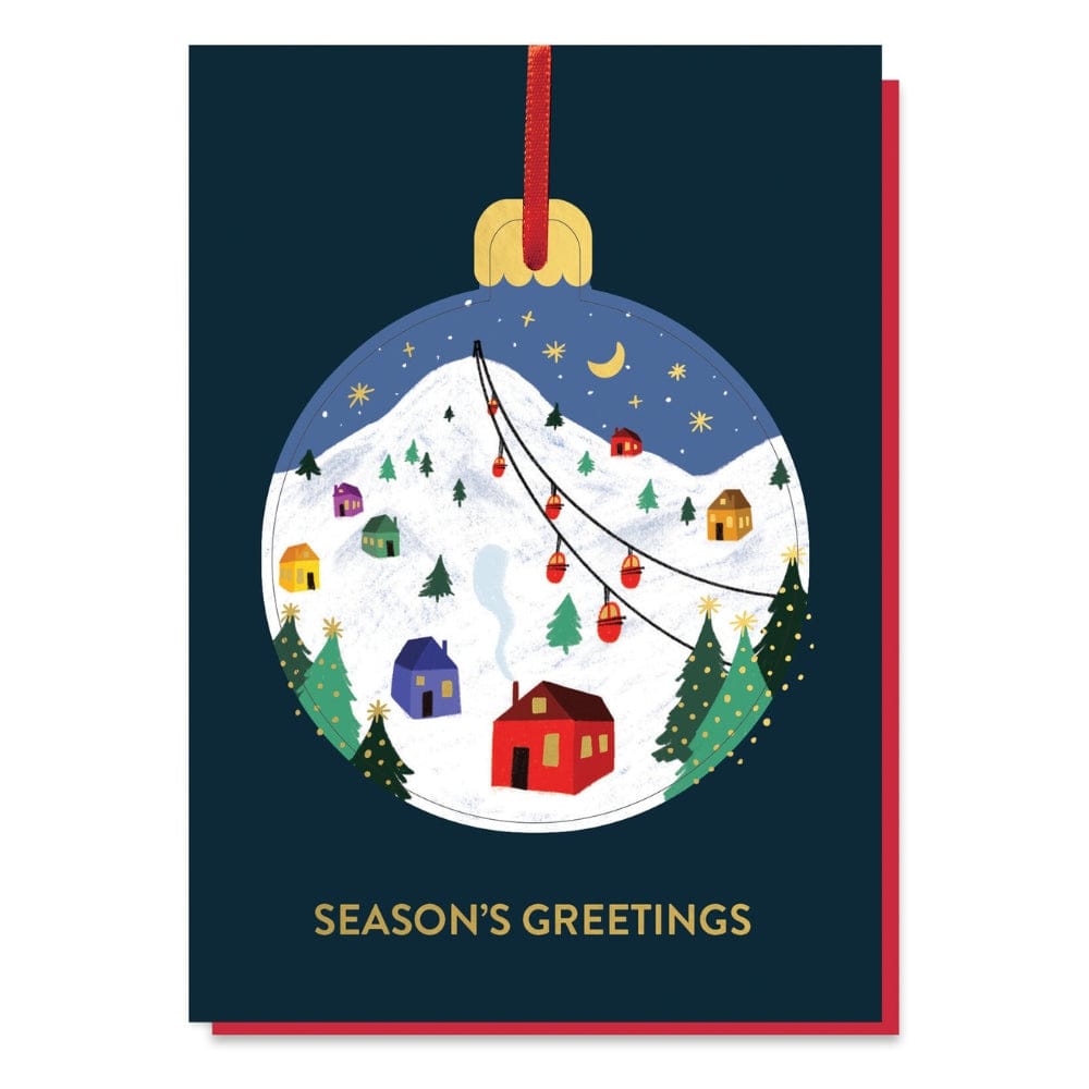 Ski Slopes Pop-Out Bauble Christmas Card Stormy Knight &Keep