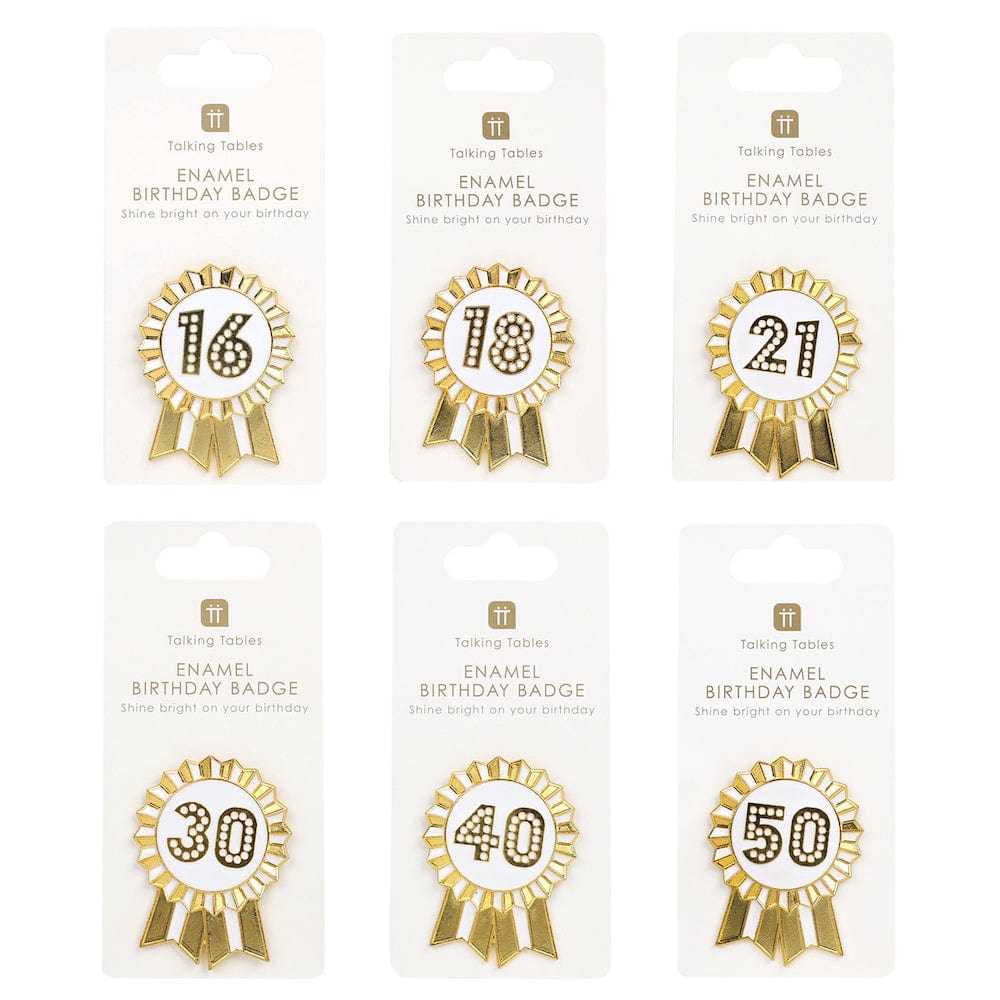 Talking Tables Luxe Gold Enamel Milestone Birthdays Badges &Keep