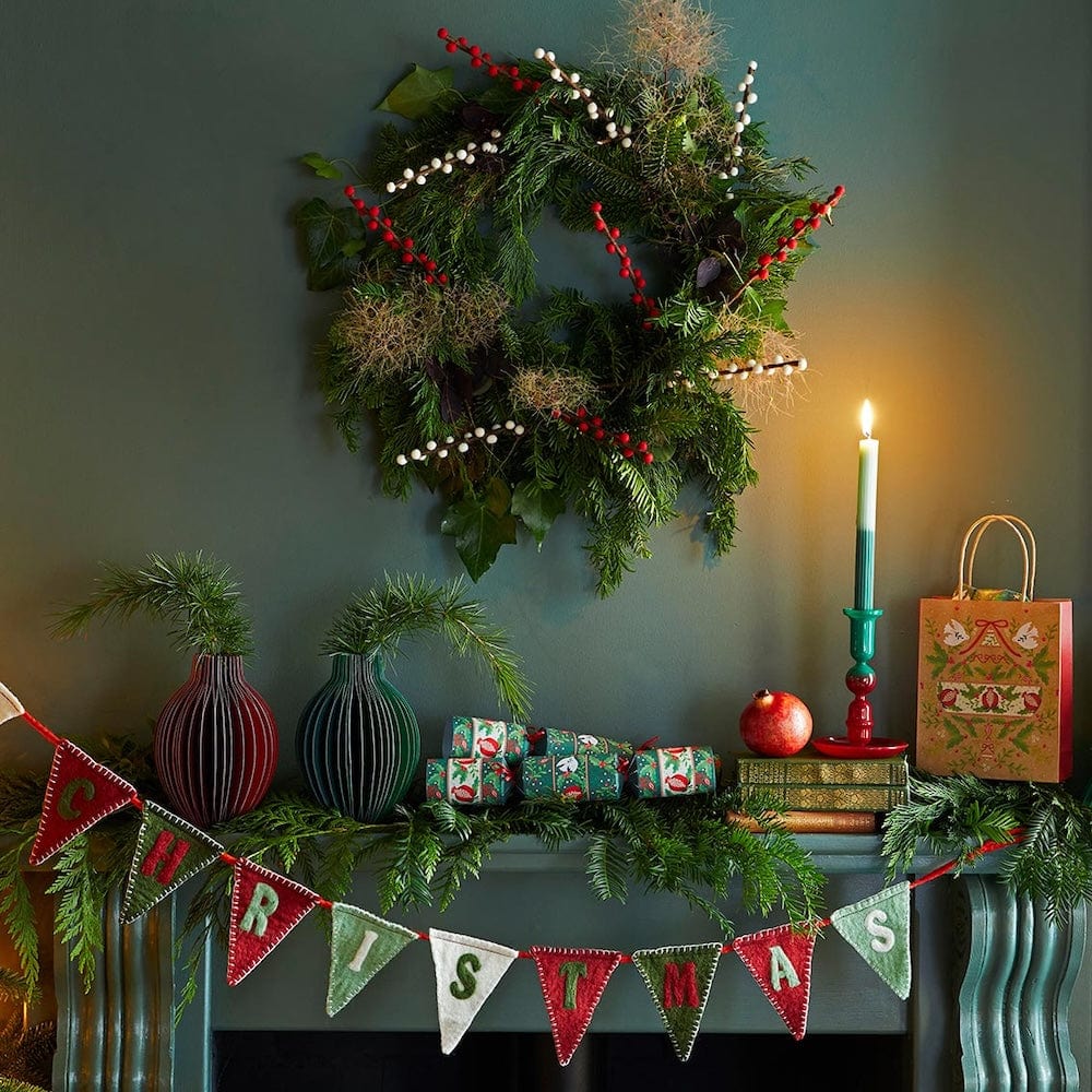 Red & Green Ombre Christmas Glass Candle Holder Talking Tables &Keep