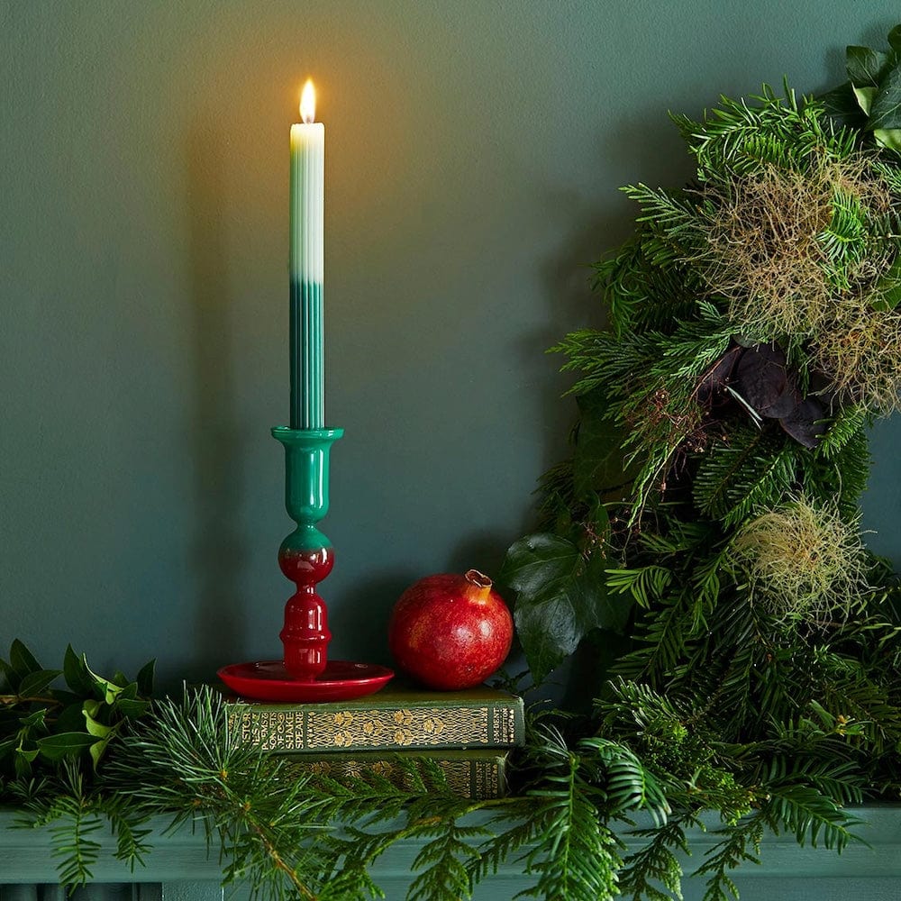 Red & Green Ombre Christmas Glass Candle Holder Talking Tables &Keep
