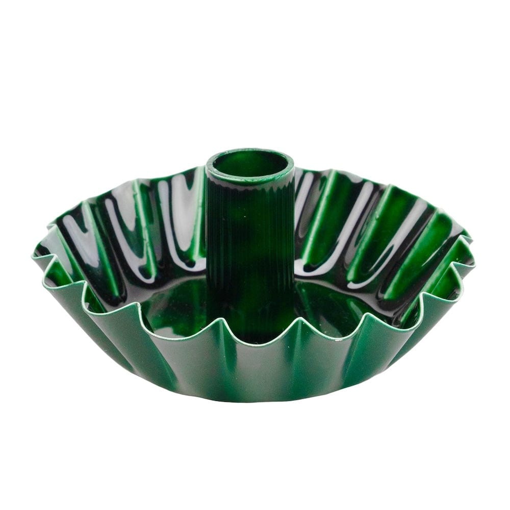 Scalloped Green Metal Dinner Candle Holder Talking Table &Keep