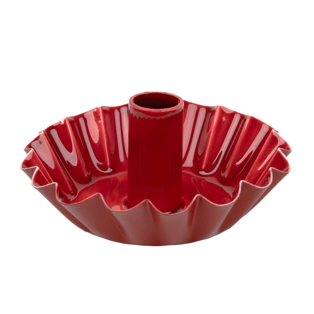 Scalloped Red Metal Dinner Candle Holder Talking Tables &Keep