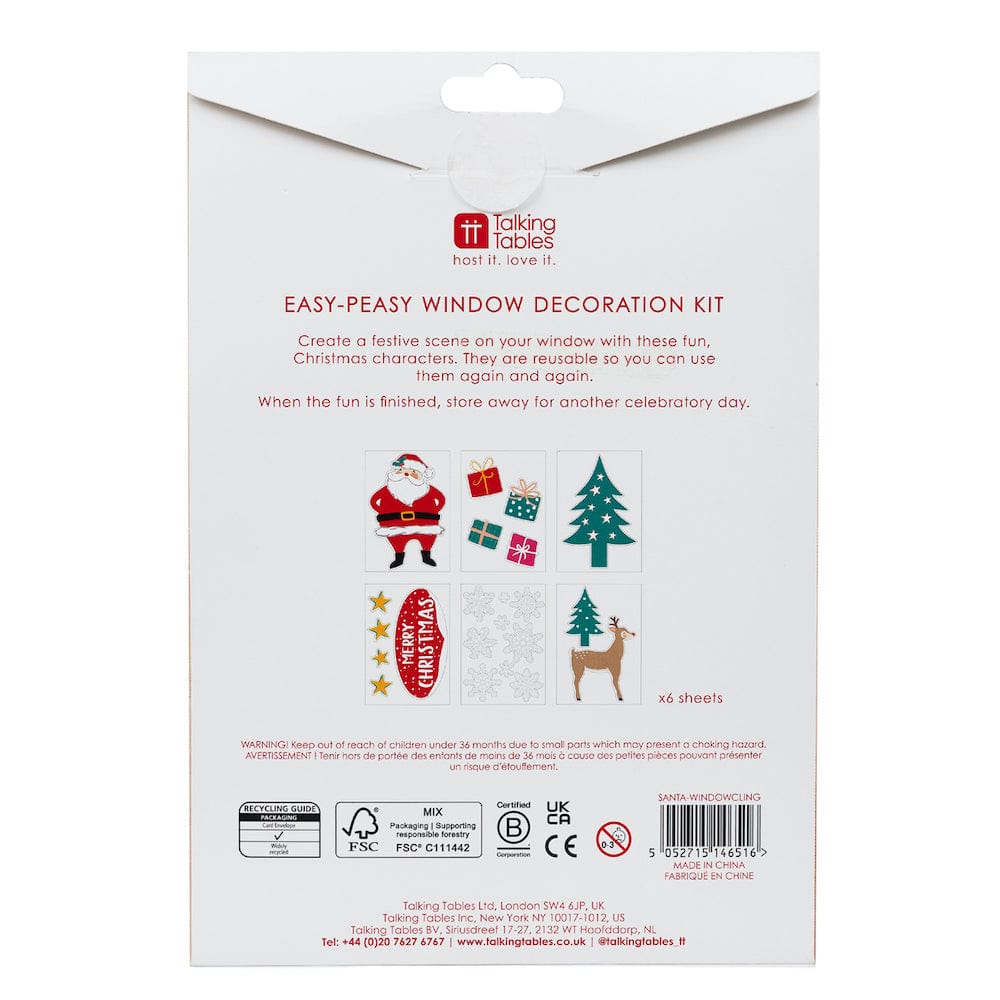 Santa Christmas Window Clings Talking Tables &Keep