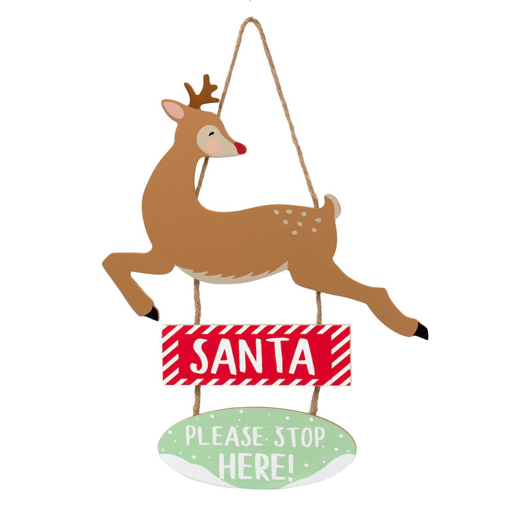 Santa 'Please Stop Here' Wooden Sign Talking Tables &Keep