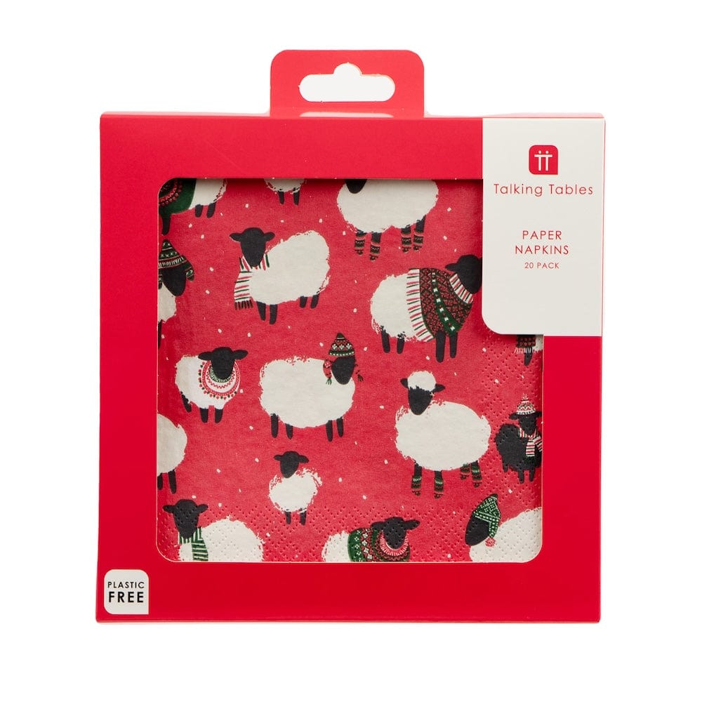 Sheep Christmas Paper Napkins 20 Pack Talking Tables &Keep
